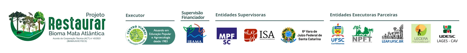 Logotipos das organizações que apoiam o Pixurum e o Projeto Restaurar